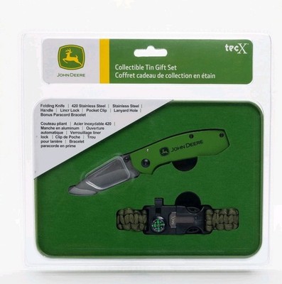 John Deere TecX Folding Pocket Knife Gift Set, 420 Stainless Steel Drop-Point