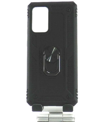 For Samsung Galaxy A72 Black hard rubber Shockproof Case with ring stand holder