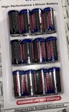 Tenergy 12 PCS 3V CR123A Lithium Battery Cell w/ PTC Protected for Cameras