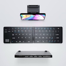 Geyes Foldable Bluetooth Keyboard, Wireless Portable Pocket Size With Stand Hold