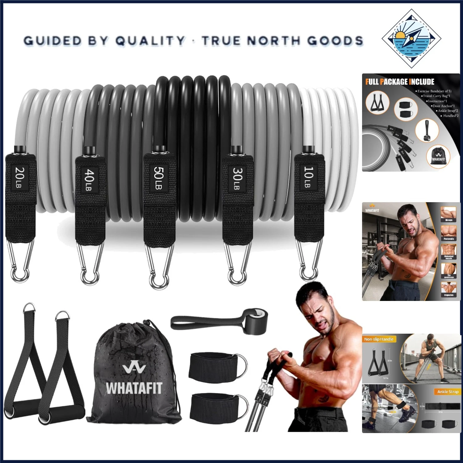 Portable Resistance Bands for Exercise with Adjustable Tension and Accessories