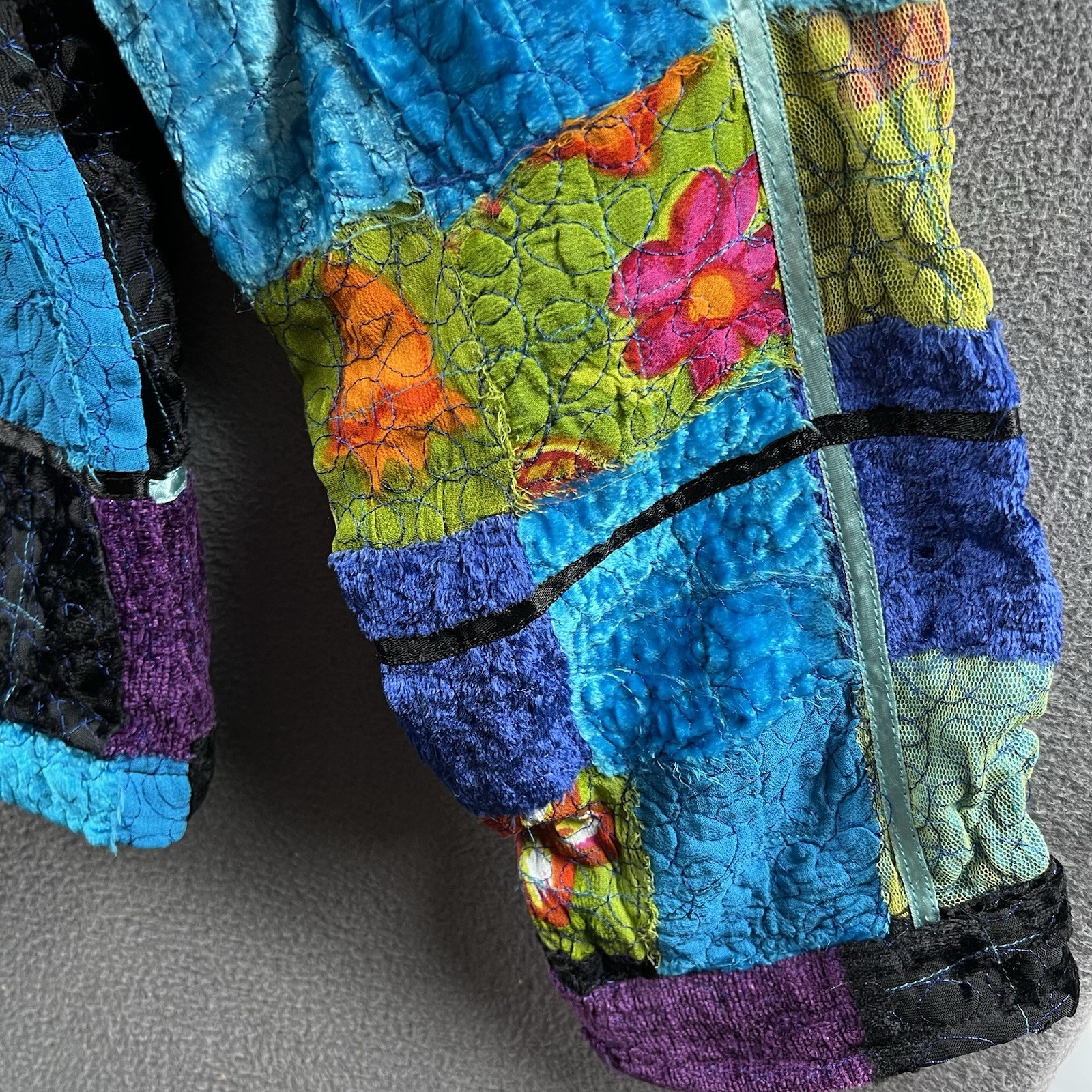 Chicos Jacket Size 3 Colorful Patchwork Floral 3D… - image 6