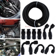 20FT 8AN AN8 PTFE Fuel Line Kit Nylon Braided Fuel Hose w/ 10pcs fittings Kit