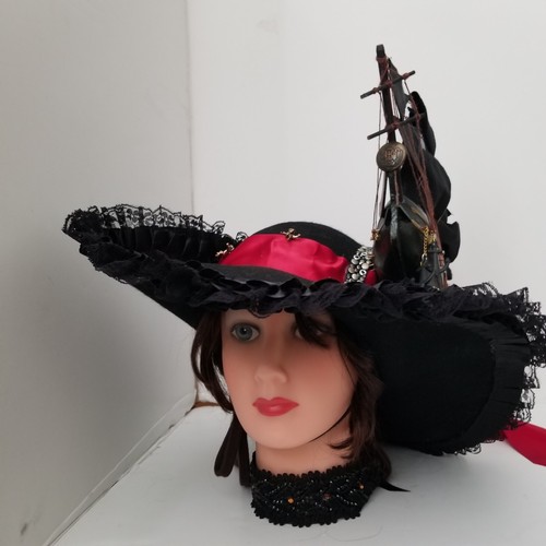 Custom Pirate Jolly Roger Hat Complete Costume Multiple Pieces Some NWT SZ S-M - Picture 6 of 19