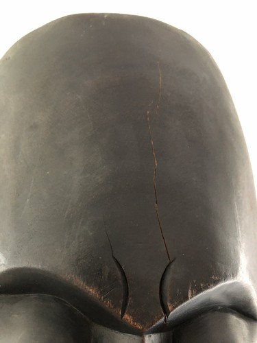 Large Chinese SAD Buddah Mask Black Hard Dark Wood Monk Face - Picture 4 of 10