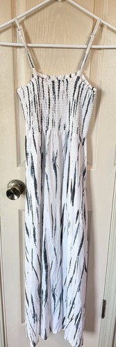 Soft Surroundings M Maxi Dress Tie Dye Striped Spaghetti Straps Smocked Bodice - Picture 2 of 5
