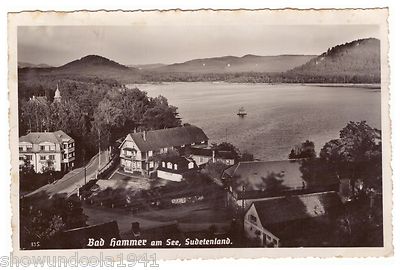 Postcard Bad Hammer am See, Hamr na Jezeře -- view of the lake, Hotel Seehof -- around 1939