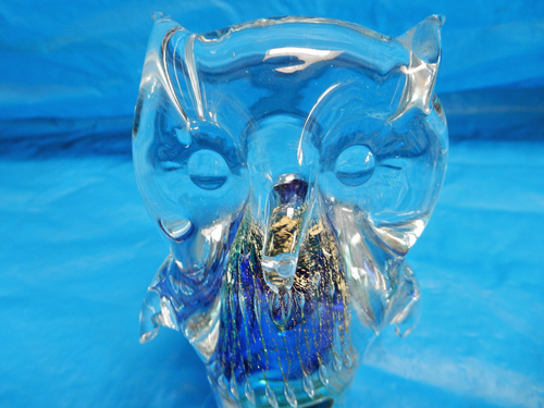 STUNNING VTG MURANO GLASS OWL FIGURINE PAPERWEIGHT w/ ORIGINAL LABEL - Picture 6 of 11