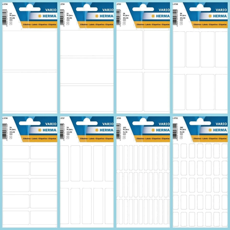 Herma Etiketten Vielzwecketiketten Vielzweck-Etiketten diverse Größen, weiß