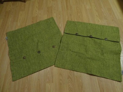LHKIS Pillow Covers Linen 22x22 Green Color w/ Brown Buttons Decorative Set of 2