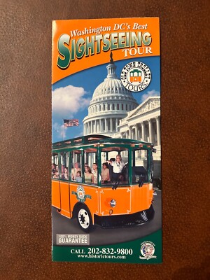 Vintage Sightseeing Map and Guide Tour Capitol/Museums+ Washington DC Brochure