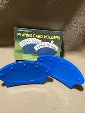Playing Card Holders Tray Racks Set of 2, stands on table, holds 15 cards Jobar