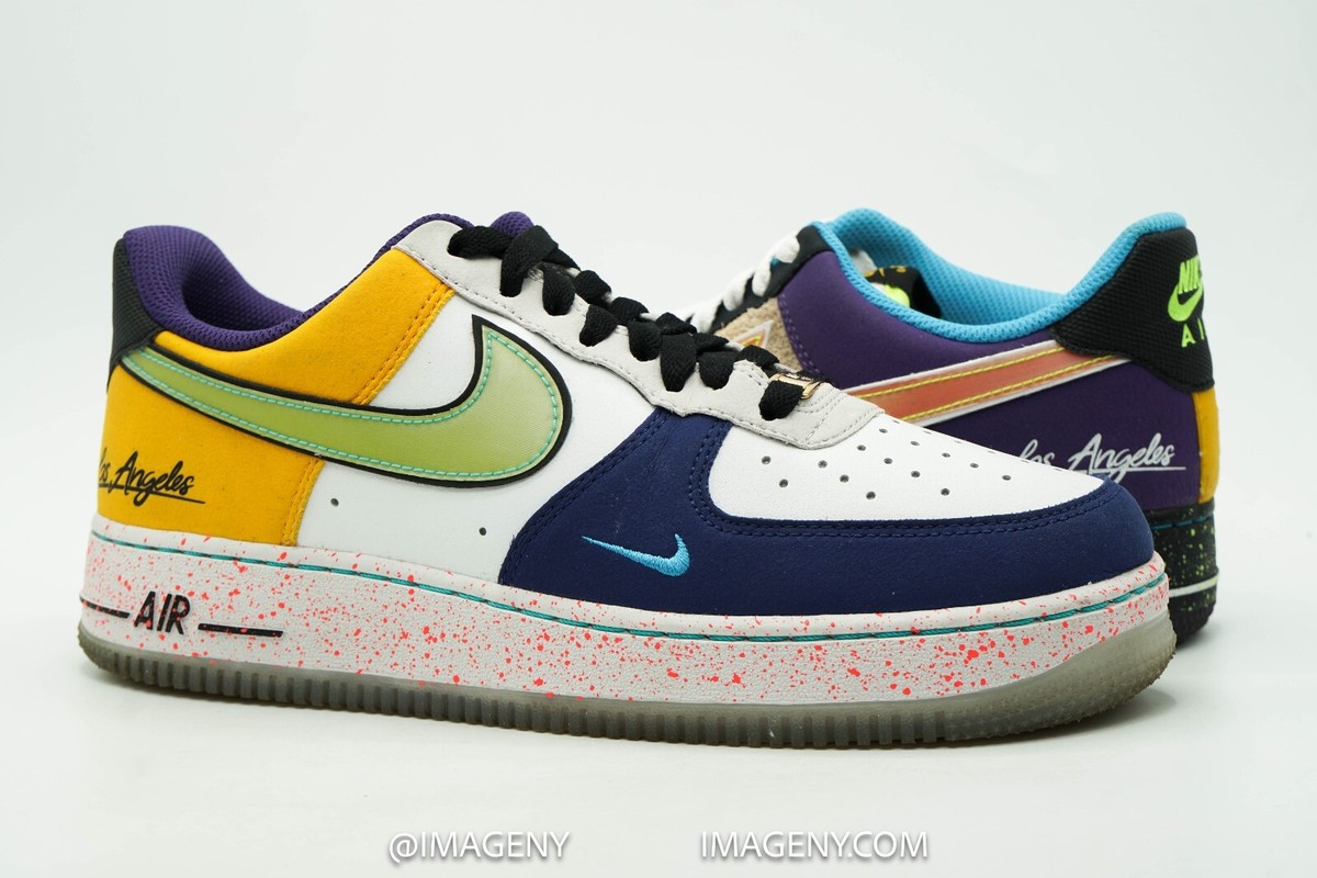 NIKE AIR FORCE ONE LOW SIZE 8.5 WHAT THE LA WHITE BLACK HYPER JADE