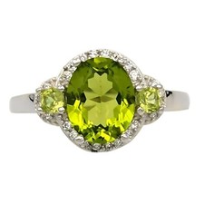 8x10mm Oval Green Peridot Ring for Women Natural August Lucky Birthstone Size 9