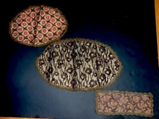 Set 3 Rich Brocade Metallic Braided Fringe Edge Doilies Table Mats  Mat Velvet