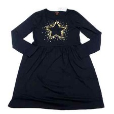 Cat & Jack Girls Size XXL 18 Long Sleeve Dress Pockets Floral Cream/Black Star