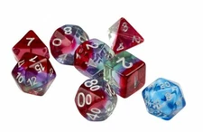 Sirius Watermelon Red Green 7 Dice Set + Blue d20 D&D dungeons dragons rpg Z