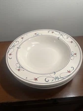 MIKASA INTAGLIO CAC20 ANNETTE SET OF 4 RIM SOUP BOWLS 9 1/4" EXCELLENT