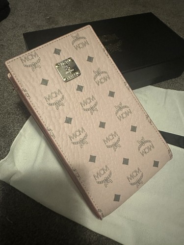 MCM Light Pink Crossbody Wallet Detachable Strap BNWT Genuine Leather Classic