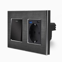 Wechselschalter Lichtschalter Steckdose Schuko Usb A/C Alurahmen Up LUXUS-TIME