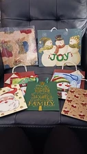 Set of 8, Novelty, Holiday Gift Bags, Medium/Large Plus 2 Sheets of Gift Wrap
