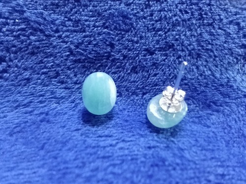 Pretty Amazonite Sterling Silver Studs & Necklace Set - 19" - Picture 4 of 8