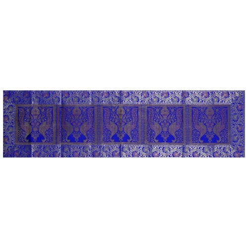 Indian Peacock Design Silk Dining Table Runner Wedding Birthday Runner 16x60 In - Picture 14 of 29