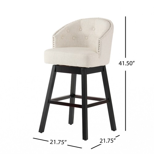 Westman 30-Inch Beige Fabric Swivel Backed Barstool (Set of 2) - Picture 8 of 8