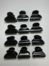 12 Pcs Fashion plastic black hair claw clip shimmer Free Shipping