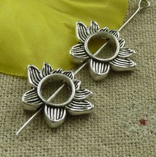 Free Ship 100 pcs tibetan silver lotus flower spacers 19x14mm L-4582