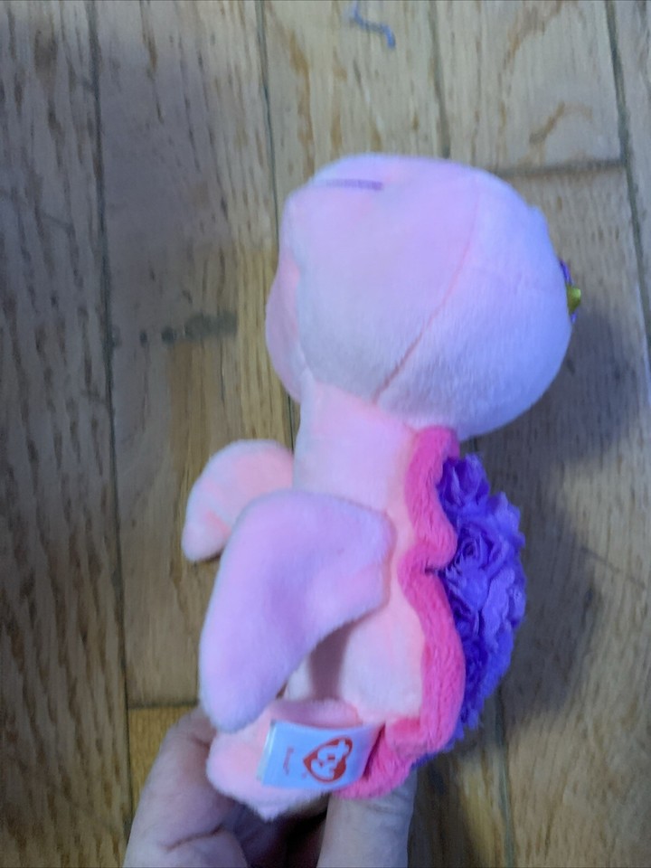 Ty Beanie Boos Rosie the Turtle Bean Bag Plush Pink Purple 6.5 Inches