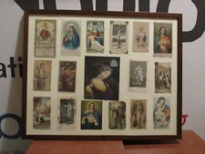 Bel quadro con santini d'epoca immagini sacre 17 santini.. molto bello