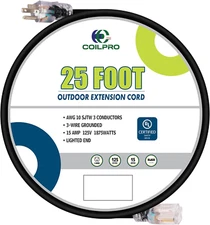 25FT Outdoor Heavy Duty Extension Cord-10/3 SJTW Durable Extension Cable with 3