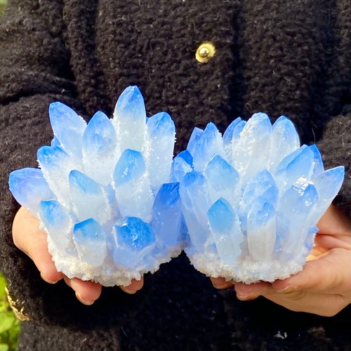 2.07LB eatiful blue Tibetan Ghost phantom Quartz Crystal Cluster Specimen - 第 8/13 張圖片