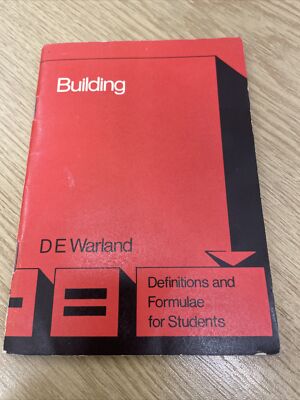 Building - Definitions And Formulae For Students - DE Warland - 1973
