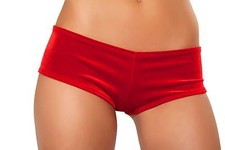 Stretch Velvet Booty Shorts Red Santa Con Costume J Valentine 7005 BNWT M/L