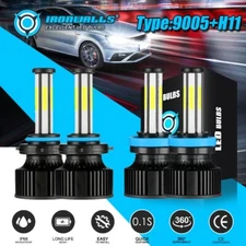 6-Sides 9005 9006 H11 LED Headlight Bulbs High or Low Beam Bright White 6000K