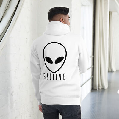 BELIEVE Alien Head Unisex Premium Hoodie UFO Area 51