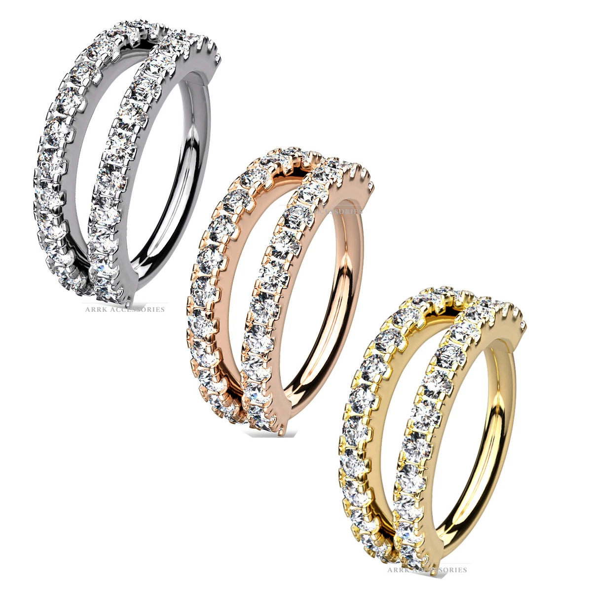 Double Hoop Cartilage Tragus Septum Helix Earring Ring Stud Cuff