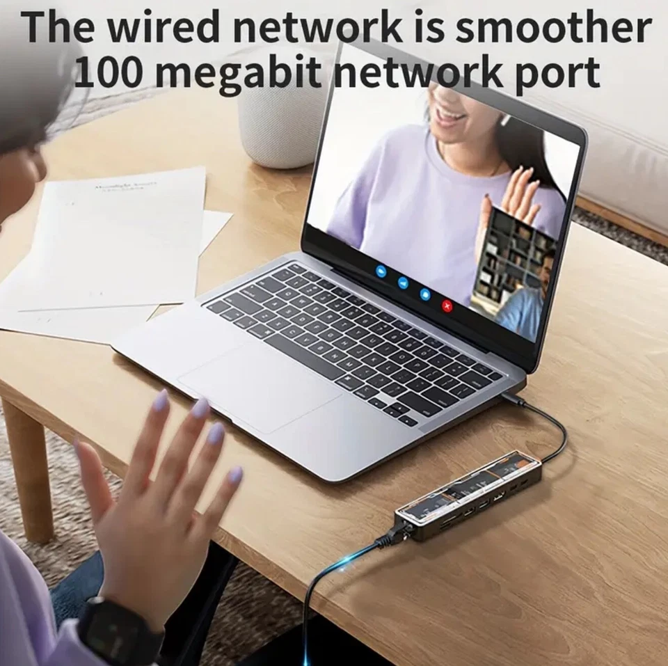 USB-C Hub (8-in-1) 100W PD3.0 Charge, 4K 60Hz 2K 144Hz HDMI 2.0, 3 x 5Gbps TF SD - Image 4 of 4