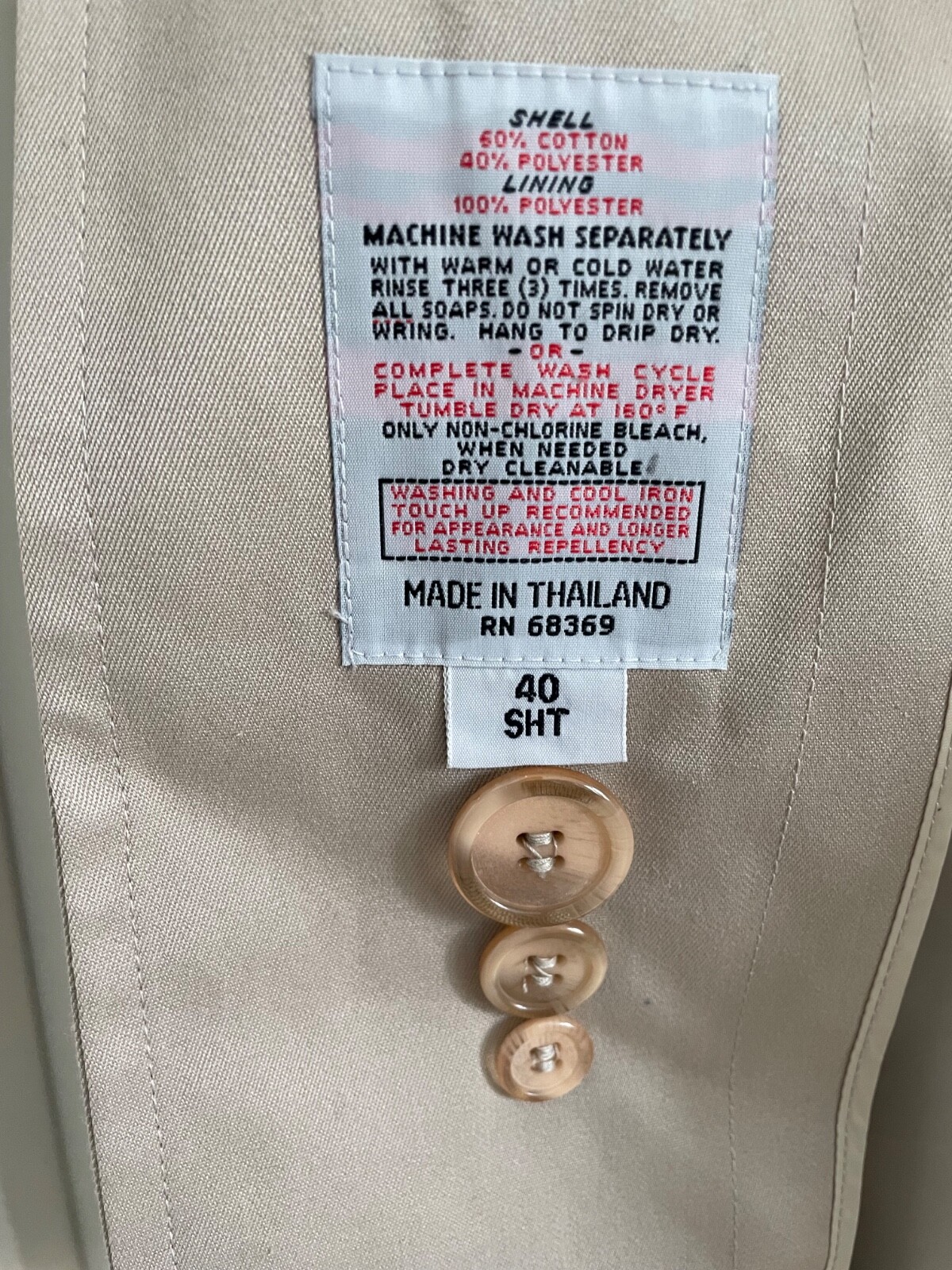 Mens London Towne Overcoat Trench Khaki Faux Fur Insert Vintage Size 40S