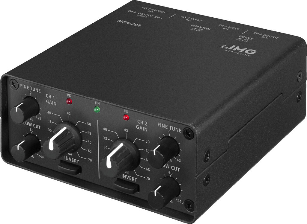 Préampli micro double canal Stage Line MPA-202 pour alimenter vos micros statiques
