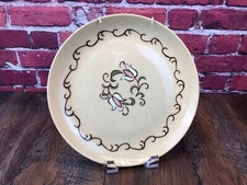 Vintage - SANTA ANITA WARE CALIFORNIA RANCHO Bread PLATE YELLOW TULIP w/ HANGER