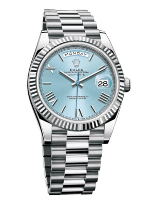 Rolex 228236 Day-Date 40mm President Platinum 950 Glacier Ice-Blue Roman Fluted