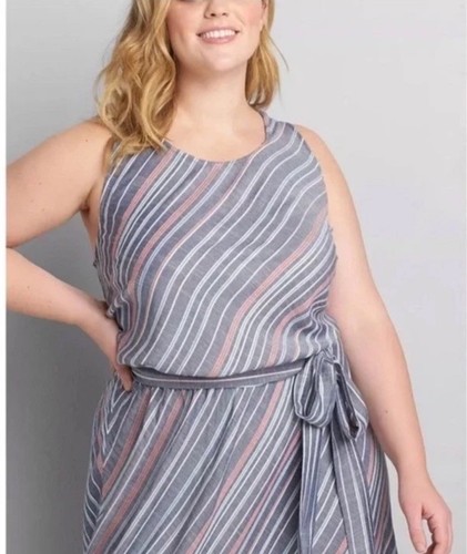 Lane Bryant Maxi Dress Womens Sz 18 Multicolor Striped Classic Feminine Nautical - Picture 3 of 19