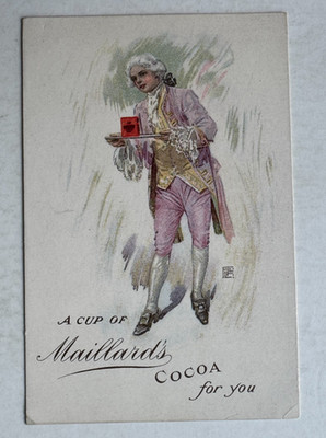 Vintage Victorian Trade Card New York 5th Av Maillard's Cocoa Chocolate man tray