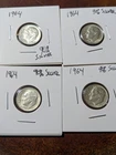 1964 Roosevelt Dimes – 90% Silver – Lot of 4 – Pre-1965 U.S. Silver Coins