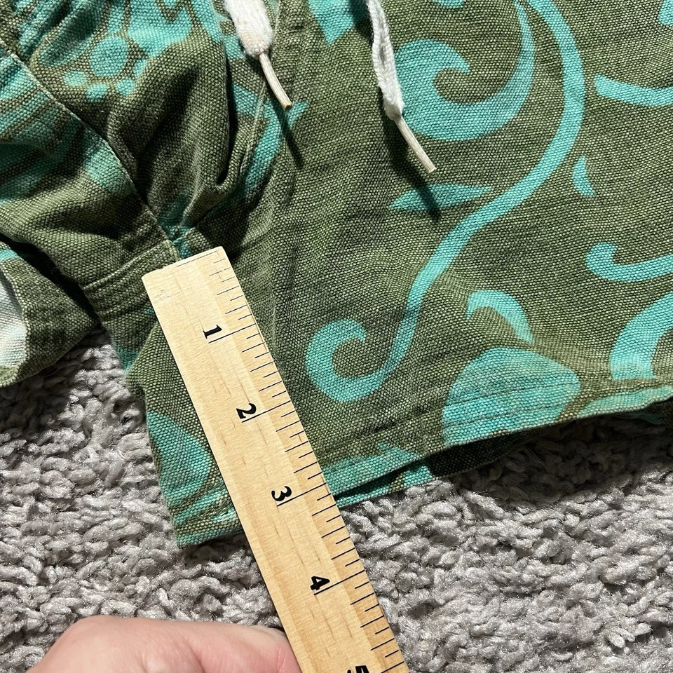 Pantalones Cortos Roxy Vintage Y2k Para Mujer Floral Verde Azul Algodón Lona *Mancha Foto 4 de 4