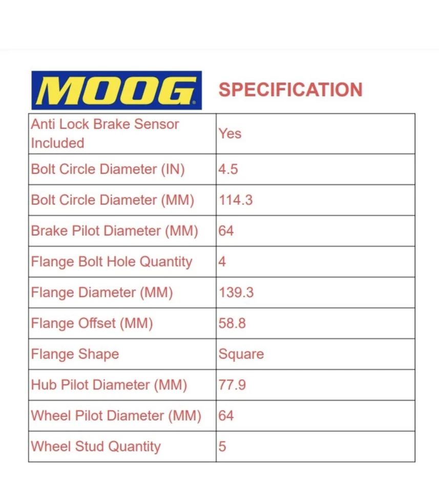 Buje de cojinete de rueda trasera MOOG 512516 Honda Accord 2014 2015-2017 tracción delantera 512516 Ga3 Foto 3 de 4