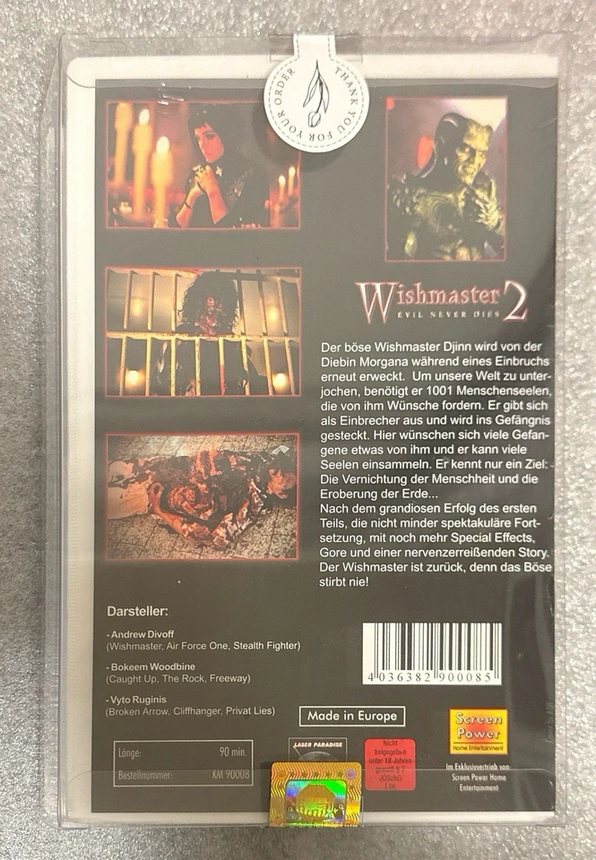 VHS - Screen Power Home Entertainment - Wishmaster 2 - Evil Never Dies Uncut - Bild 2 von 4